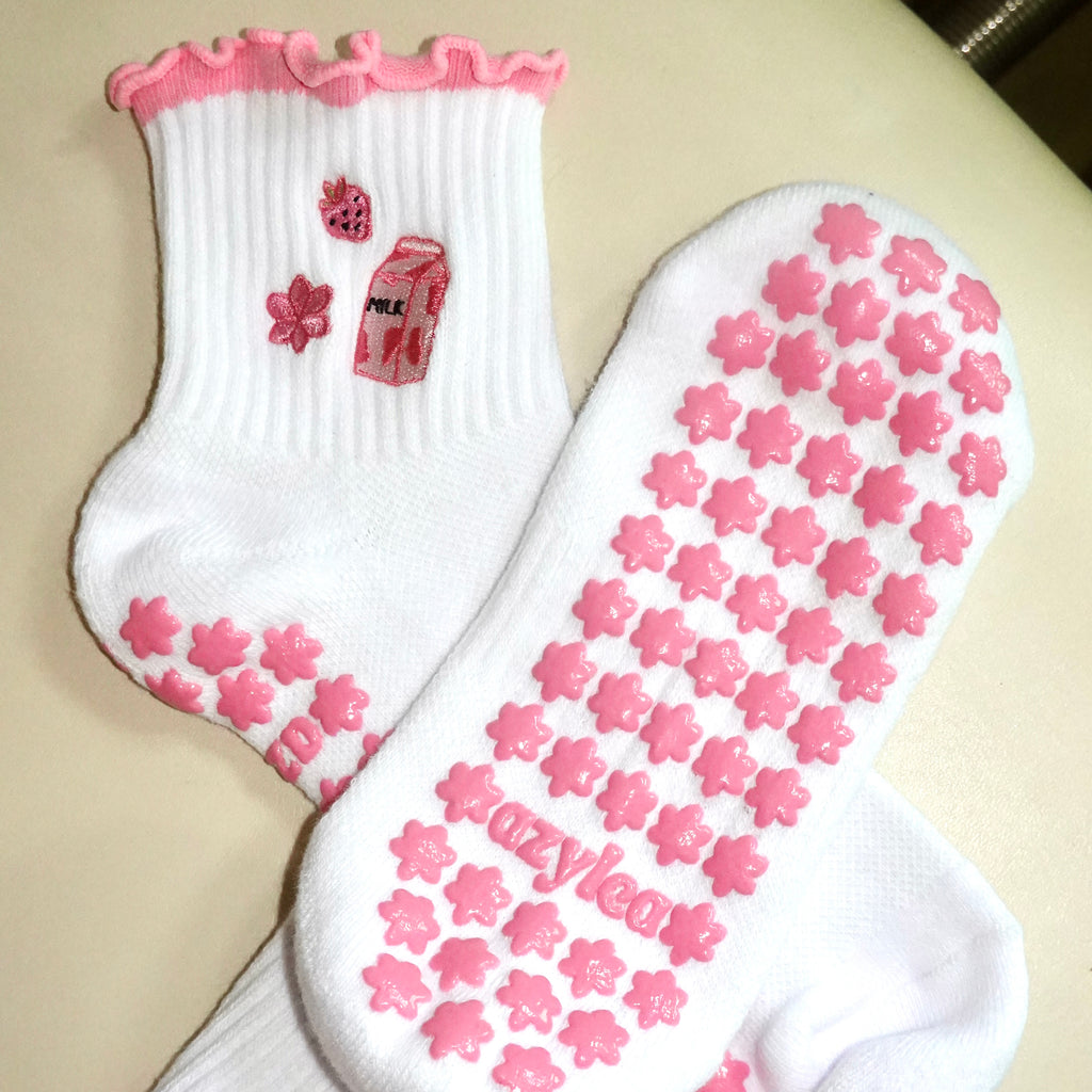 Strawberry Milk Grip Socks